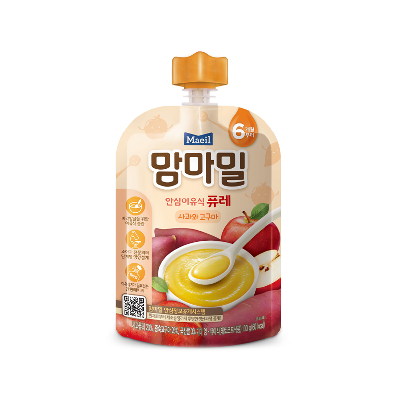 韩国原装进口每日吖咪营养果蔬泥 (苹果+红薯)100g