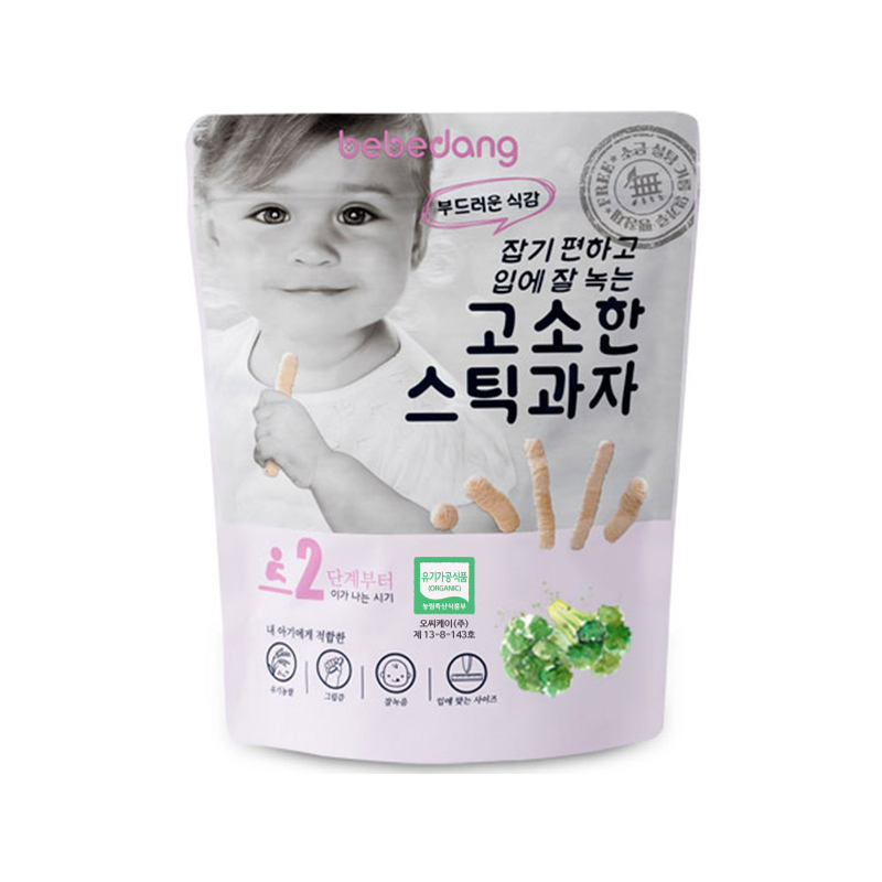 韩国原装进口bebedabg贝贝团糙米条(西兰花味)30g