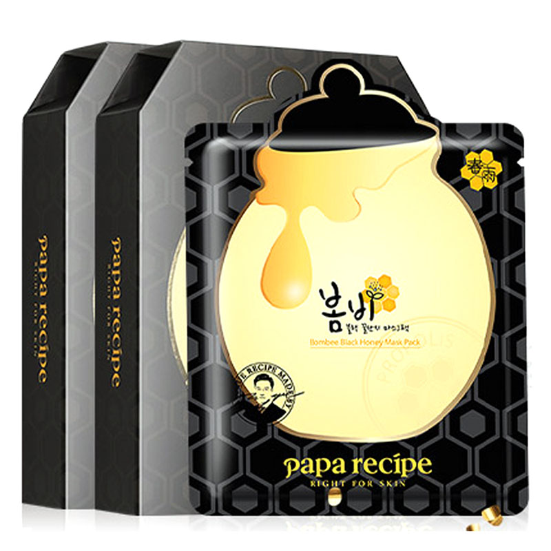 【韩国直邮】春雨papa recipe 黑色麦卢卡蜂胶清洁补水面膜10片/盒