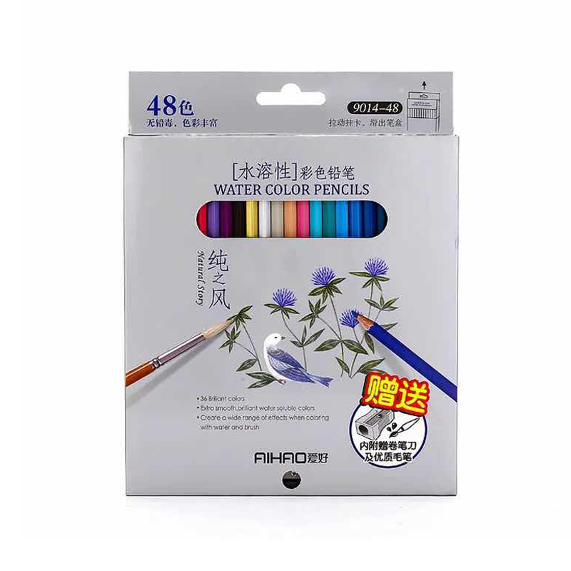 爱好48色水溶性彩色铅笔填色铅笔9014-48 包装图案混发