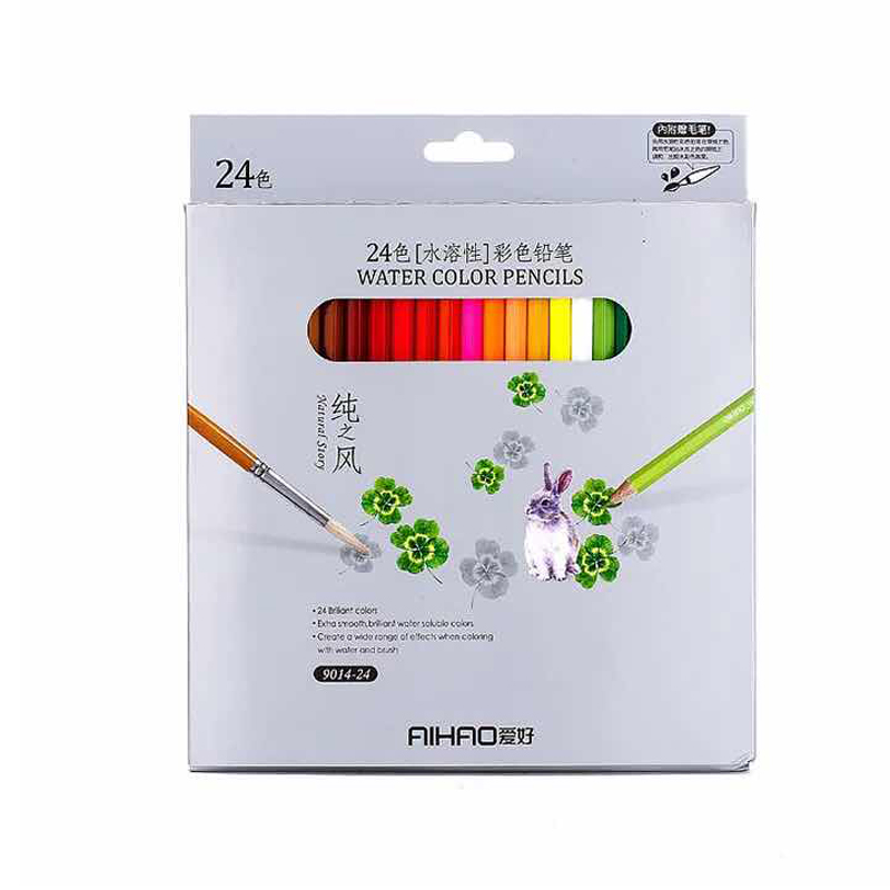 爱好24色水溶性彩色铅笔填色铅笔9014-24 包装图案混发