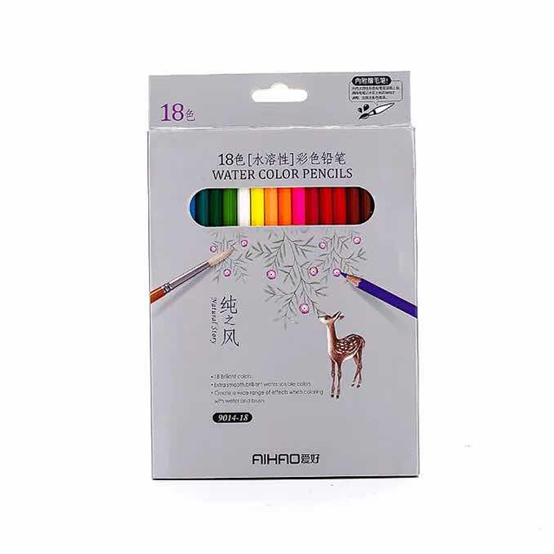 爱好18色水溶性彩色铅笔填色铅笔9014-18 包装图案混发