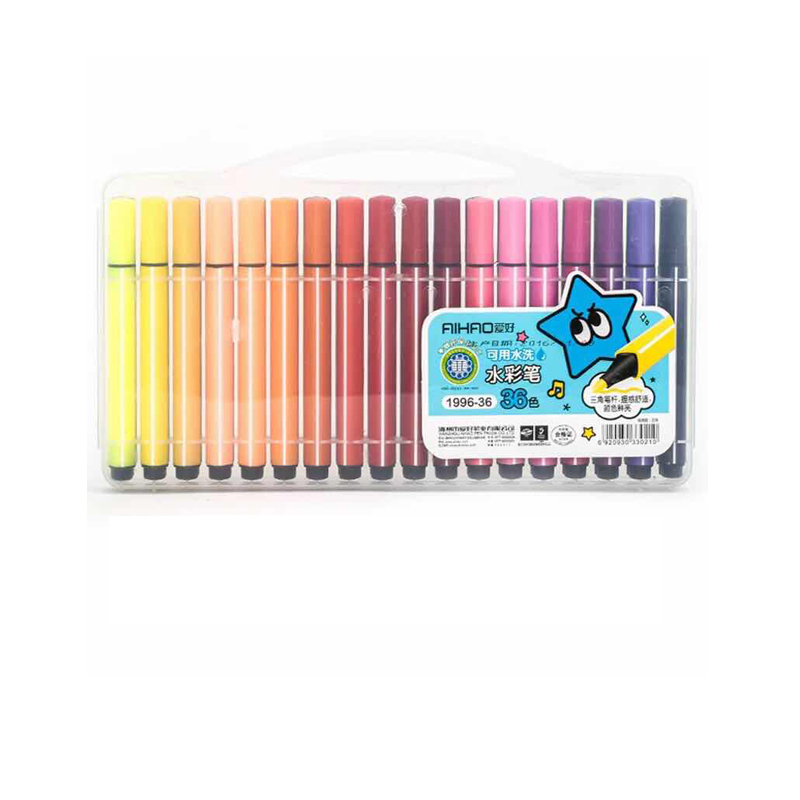 爱好36色水溶性彩笔学生画材1996-36 包装颜色混发