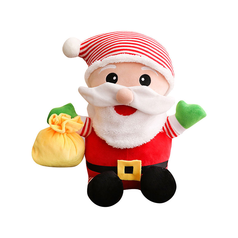 爱满屋 圣诞老人公仔毛绒玩具红条纹帽子圣诞老人28cm