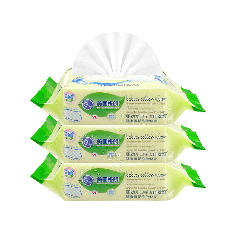 美国格朗GL带盖婴儿手口专用湿巾GLSK-2 80抽*3包