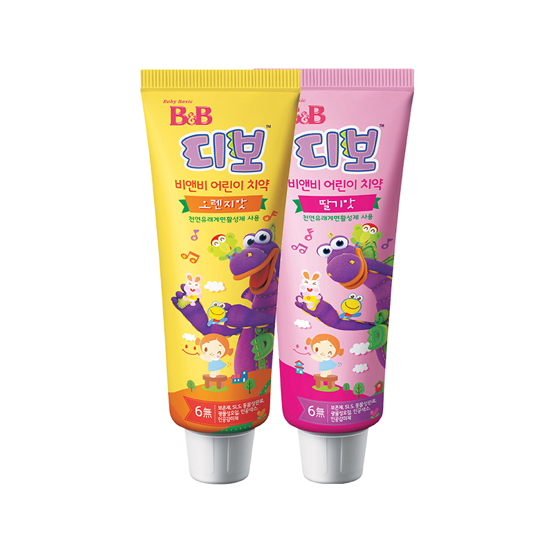 韩国保宁B&B幼儿牙膏（橙子+草莓）组合装90g+90g