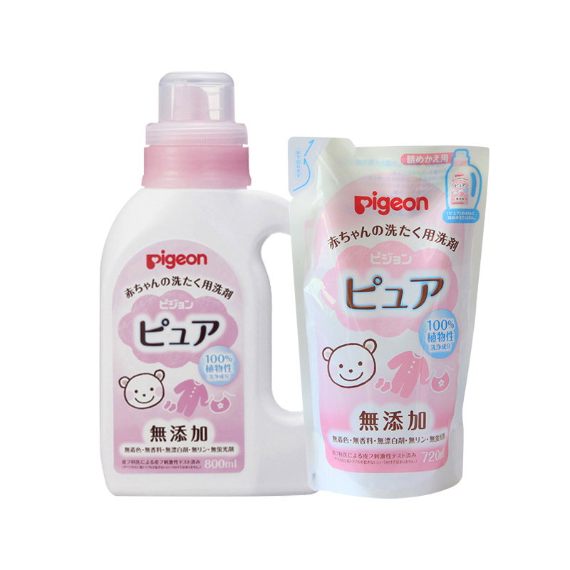 日本贝亲 婴儿专用洗衣液组合装 粉瓶800ML+替换装720ML