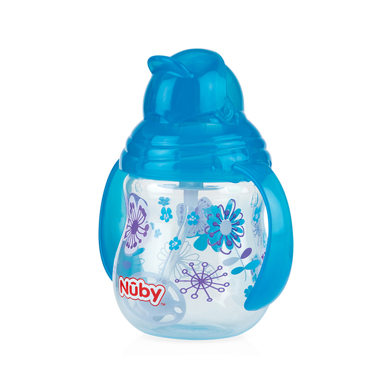 美国Nuby/努比宝宝学饮杯吸管水杯儿童杯270ml 蓝