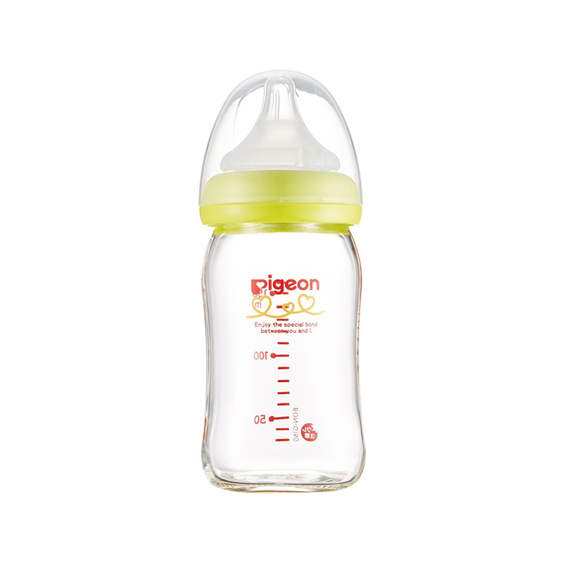 日本贝亲Pigeon 母乳实感耐热玻璃奶瓶淡绿色 160ml