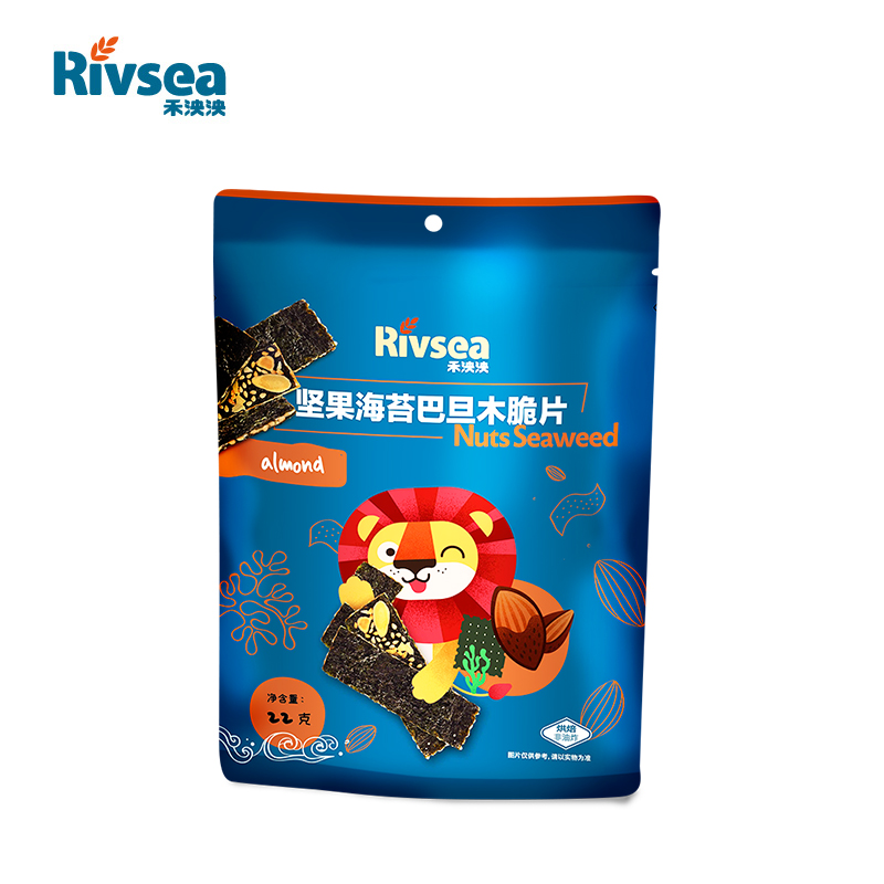 禾泱泱Rivsea坚果海苔巴旦木脆片健康营养零食非油炸儿童食品22g