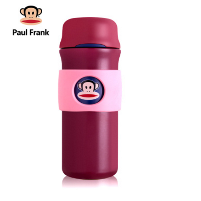 【一般贸易】美国 大嘴猴Paul frank不锈钢真空保温杯酒红400ml